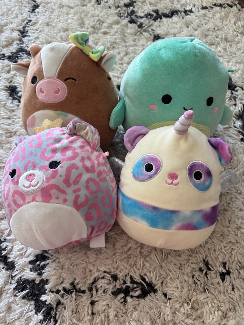 Squishmallows Multicolor Plush Lot - Brown, Pink, Green, Cream, Purple
